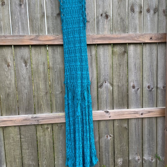 RARE Nightcap Clothing x Free People Teal Lace Maxi Dress Sz 2 | Boho Festival - Picture 10 of 14